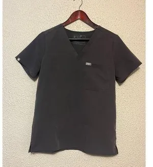 Figs Womens Technical Collection Grey Short Sleeve One Pocket V Neck Scrub Top thumbnail 1