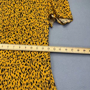 AFRM Yellow Cheetah Animal Print Maxi Dress Short Sleeve‎ Front Slit Medium thumbnail 4