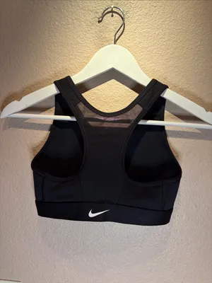 Nike Women’s Dri Fit Sports Bra Black Zip Front Size XS thumbnail 3