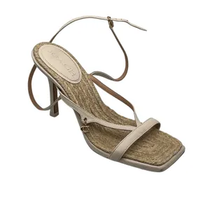 Coach Womens Strappy Leather Espadrille Stiletto Sandals Cream Square Toe Size 7 thumbnail 9