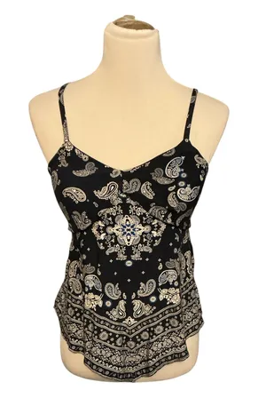 No Boundaries Boho Paisley Cami Tank Top, Smocked Back, Size S (3-5) thumbnail 1