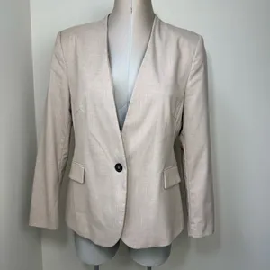 Zara Lapelless Blazer Tan Beige Size 10 (Medium) neutral tones thumbnail 6