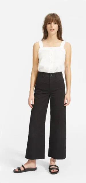 Everlane Women's Black The‎ Lightweight Wide-Leg Crop Chino Cotton Pants Size 8 thumbnail 1