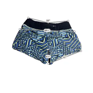 Nike Dri-FIT Running Shorts Womens Small Blue Green Geometric Digital Print Zip‎ thumbnail 5