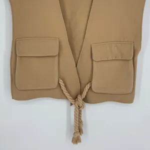 Maeve by Anthropologie Academy Utility Vest One Size Beige Rope Tie Cropped Boho thumbnail 6