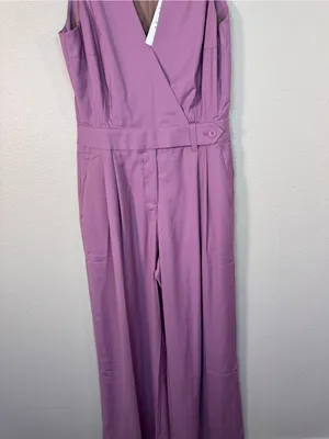 Wildfang Purple The Empower High Waisted V Neck Wide Leg Jumpsuit Womens 10 NWT thumbnail 8