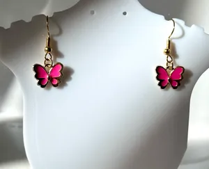 Pink Butterfly Earrings thumbnail 3