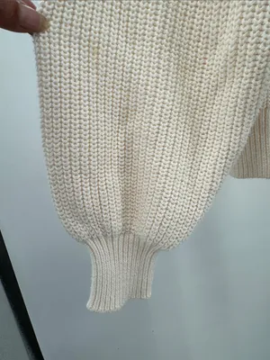 LOFT Cream Ribbed slouchy cropped cardigan S cotton casual fall winter neutral thumbnail 5