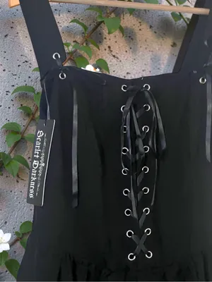 Scarlet Darkness Black Gothic Corset Midi Dress Boho Witchy Alt Festival Size M thumbnail 8