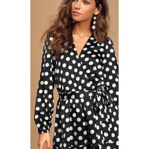 Lulus Women’s Polka Dots Satin Ruffled Romper‎ Elegant Glam Cocktail Size Small thumbnail 5