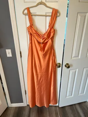 Beginning Boutique Ella Orange Off-Shoulder Formal Dress thumbnail 2
