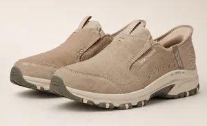 Skechers Slip Ins Hillcrest‎ Sunapee Trail Taupe Suede Shoes Women's 8 Hiking thumbnail 1