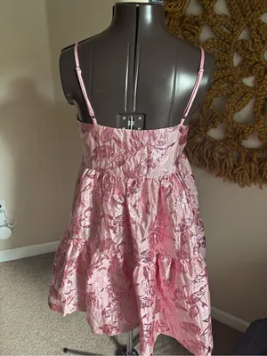 Anthropologie NWT Endless Rose Pink Floral Jacquard Strappy Party Dress Size M thumbnail 8