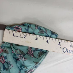 Teal Floral Smocked Midi Dress Womens‎ Medium Boho Flutter Sleeve Peasant V-Neck thumbnail 4