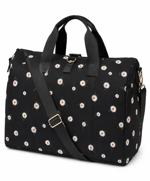 NWT Alice + Olivia Canvas Black Floral Daisy Weekender Duffel Bag thumbnail 1