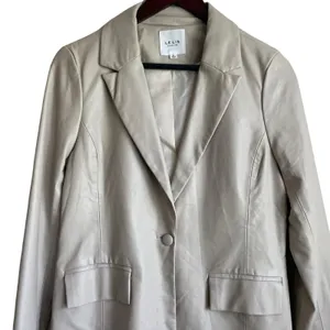 Le‎ Lis Women Minimalist Professional Faux Leather Blazer S Beige Office Neutral thumbnail 3