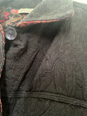 Chicos Black Textured Blazer Jacket Medium Festival Artsy Boho Embroidered thumbnail 4