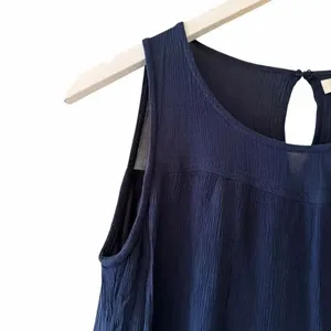 Max Studio Sleeveless Tiered Maxi Navy Pockets Bohemian Festival Dress SZ S thumbnail 8