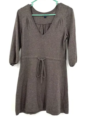 Gap size Small brown sweater dress fitted‎ waist with tie thumbnail 1