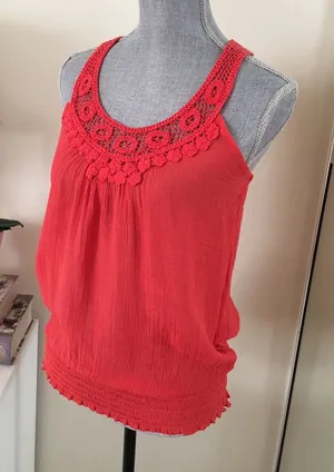 Coral blouse Red thumbnail 1