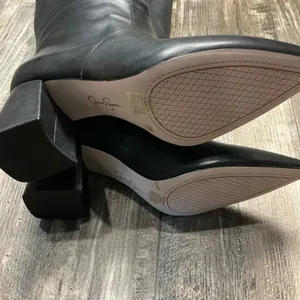 Jessica Simpson Black Knee-High Leather Women's Boot Size 9.5 Wide Calf thumbnail 14