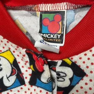 Mickey Unlimited Cotton Vintage 90s Pajama Lounge Set White Red Medium thumbnail 3