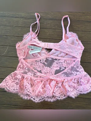 Victoria's Secret Dare to Dream Lace Flounce Bra Top pink peplum hem size XS thumbnail 2