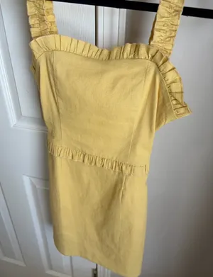 Ruffle Mini Dress Yellow Size XS thumbnail 1