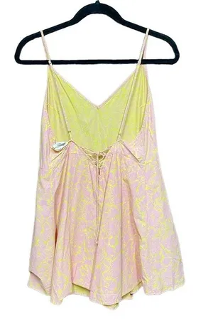 Anthropologie Lilka Saffron Romper Culottes Tie‎ Back Floral Pink Yellow Small thumbnail 1
