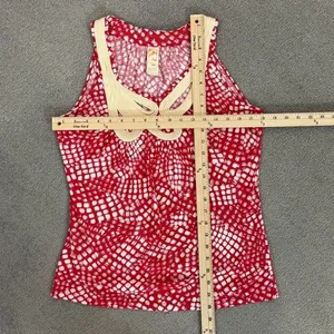Anthropologie C.‎ Keer Swoop Rope Collar Tank Top Red Medium Dot Print thumbnail 10
