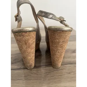 Jimmy Choo Prova Snake Print Silver Metallic Cork Wedges Heels Size 36.5 thumbnail 8