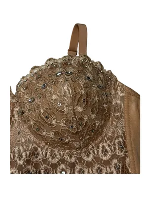new Windsor ☀︎︎ Lace Beaded Bustier Top ☀︎︎ Nude ☀︎︎ XL ☀︎︎ Festival Date Night thumbnail 9