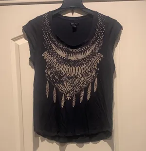 Lucky Brand Black Embellished Muscle Tee ~ XL thumbnail 1