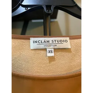 INCLAN STUDIO Millie Faux Leather Mini Dress TAN BROWN Butterscotch Womens Size thumbnail 8