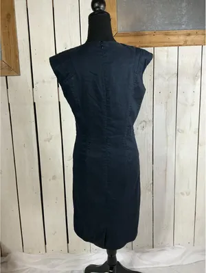 ANTONIO MELANI Classic Navy Blue Sleeveless V-Neck Dress thumbnail 3