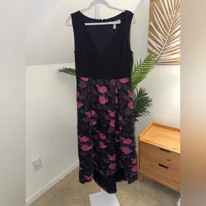 Hutch Lace Plunge Gown Black Floral Midi Dress Size 10 thumbnail 4