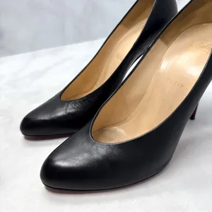 Christian Louboutin Vintage Y2K Yousra 100 Leather Notched Vamp Pump Heels Black thumbnail 5