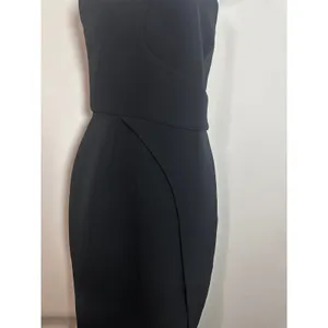 Nicholas Black One Shoulder Asymmetric Slit Midi Cocktail Dress Womens‎ US 8 thumbnail 4