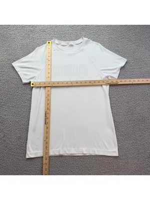 Gymshark White Performance T Shirt Womens S Athletic Gym Training Minimal Logo T thumbnail 3