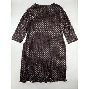 NorthStyle Womens M Black Red Geometric Print Square Neck Fit Flare Pocket Dress thumbnail 2