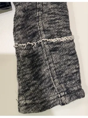 Free People Denim Knit Sleeve Hooded Jacket Distressed Dark Wash h thumbnail 8