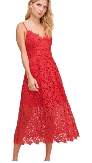 ASTR The Label Lace Adjustable Spaghetti Strap Midi Dress Red Size Small thumbnail 1