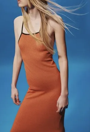 ZARA Orange Jacquard Dress thumbnail 1