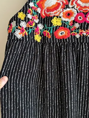 THML Floral Embroidered Black and White Mini Shift Dress, Size Small thumbnail 6
