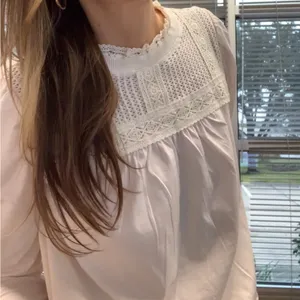 LOFT Cream Lace Yoke Top Small thumbnail 1