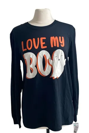 CARTERS Halloween T-Shirt Womens Sz Medium Black Ghost Boo Adult thumbnail 1