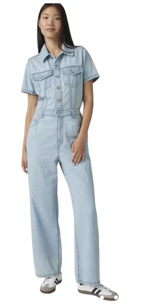 Levi’s Type III Short Sleeve Denim Jumpsuit Light Wash Small thumbnail 1