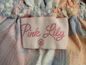 Pink Lily Tie At Waist Top With Orange Pink Blue Elastic Size Medium thumbnail 5