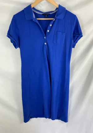 Lands End Women's Short Sleeve Blue Polo Dress Size Medium 10/12 thumbnail 1