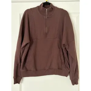 Aeropostale Brown Quarter Zip Ribbed Mock-Neck Pullover Sweatshirt Small thumbnail 4